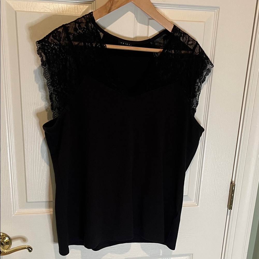 Tribal Black Lace Cap Sleeve Camisole